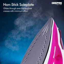 Geepas Electric Steam Iron, 1300W, GSI7808, White/Pink