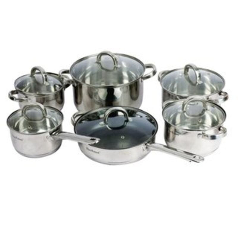 12 Pcs 16001-RF-H, Cookware Set, Stainless  Steel