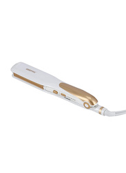 Geepas 2-in-1 Hair Straightener, White/Gold