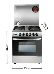 Nikai 60X60 4-Burners Free Full Safety Standing Oven, U6070EG, Silver/Black