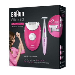 Braun Silk,epil 3 SE 3420, Epilator Raspberry Pink with 2 Extras