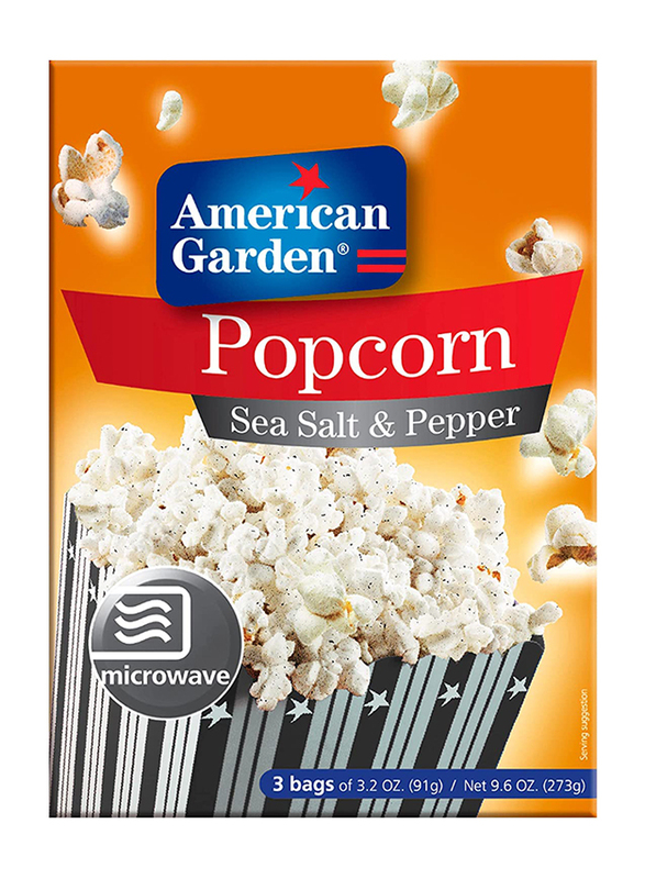 American Garden Sea Salt & Pepper Microwave Popcorn, 3 Bags x 91g