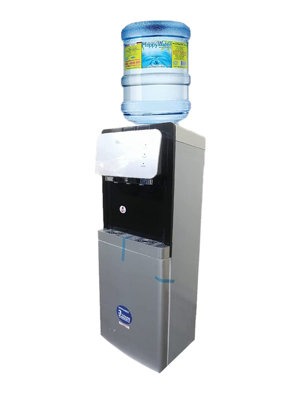 Sonashi 3 Tap Hot & Cold Free Standing Water Dispenser with Refrigerator Cabinet, SWD-53, Black/White
