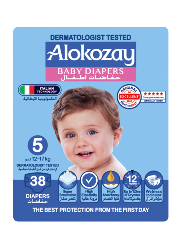 Alokozay Baby Diapers, Size 5, 12-17 kg, 38 Count