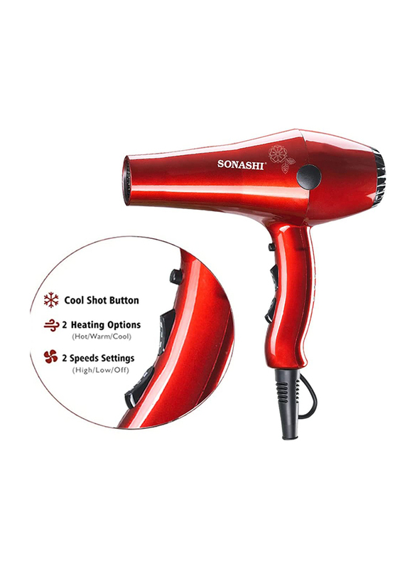 Sonashi Cold & Hot Wind Hair Dryer, SHD3032, Shine Red