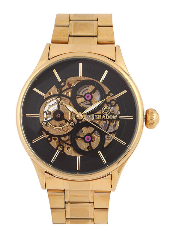 

Shadow Anlog Watch for Men with Metal Band, Gold-Black/Gold