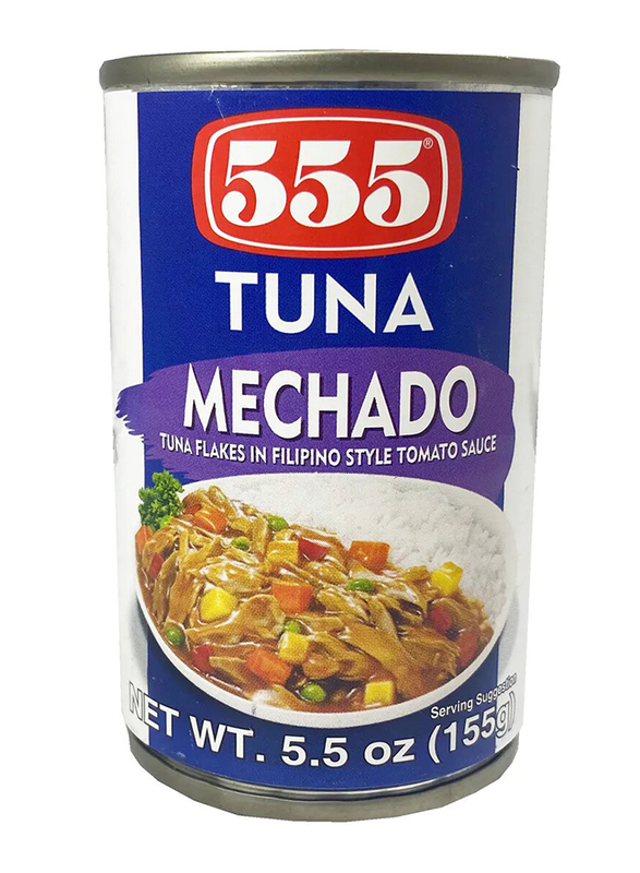 555 Tuna Mechado Flakes in Filipino Style Tomato Sauce, 155g