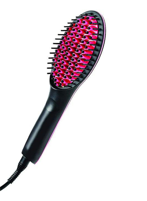 Sonashi Simply Straight Ceramic Brush Hair Straightener, Black/Pink