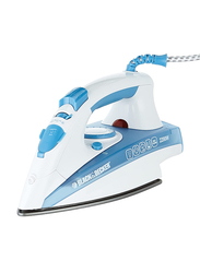 Black+Decker Steam Iron, 2200 Watts, X2000-B5, White/Blue