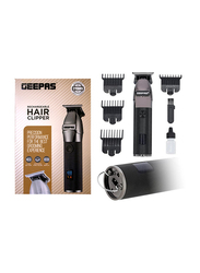 Geepas Stainless Steel Blades Rechargeable Hair Clipper, GTR56028, Black/Grey