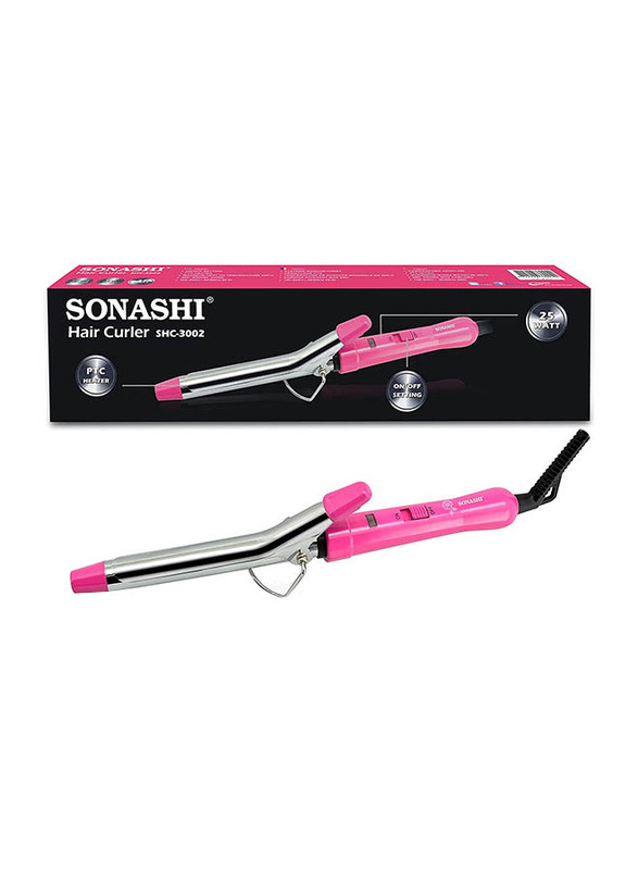 Sonashi Ceramic Hair Curling Tong, SHC3002, Silver/Pink
