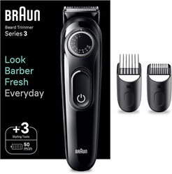 Braun BT 3410 Beard Trimmer 3 With Precision Wheel, 3 Styling tools, 50 mins Runtime. Ultra Sharp Blade