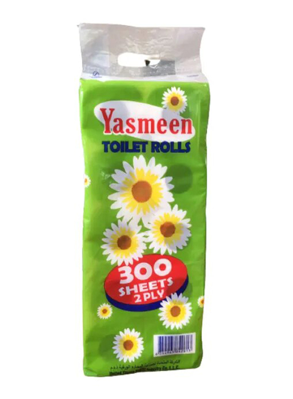 Yasmeen Super Absorbent Embossed Toilet Tissues, 300 Sheets x 2 Ply x Pack of 10 Rolls