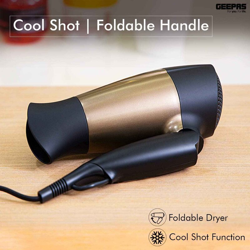 Geepas Hair Dryer/Cool Shot, 1600W, GH8642, Gold