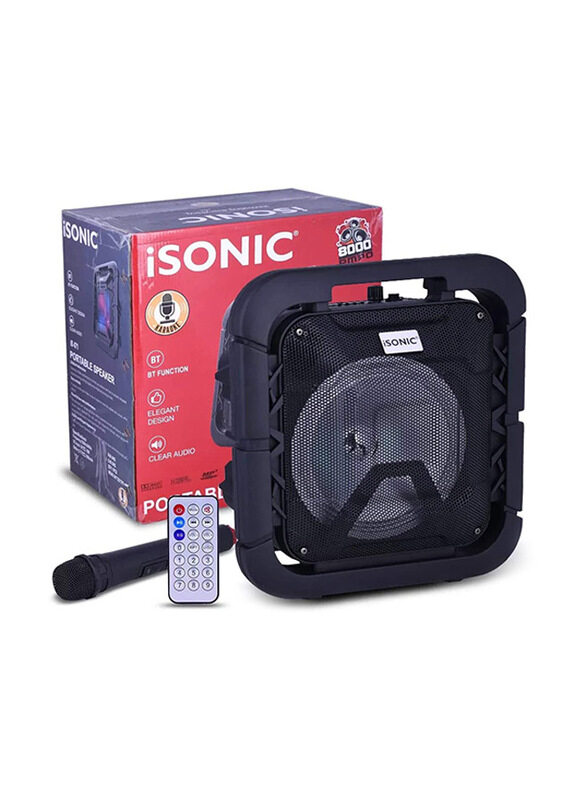 

iSonic Rechargeable Portable Bluetooth Speaker, 8 Inches, Black