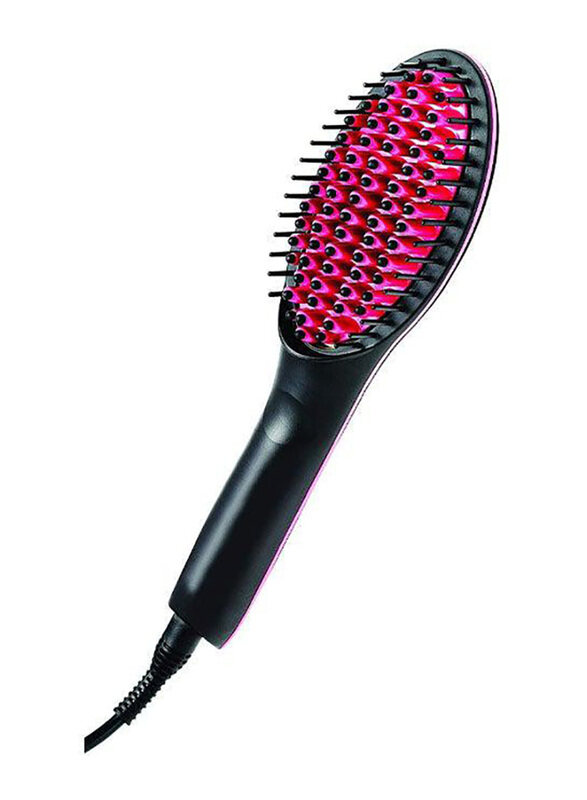 

Sonashi Simply Straight Ceramic Brush Hair Straightener, Black/Pink