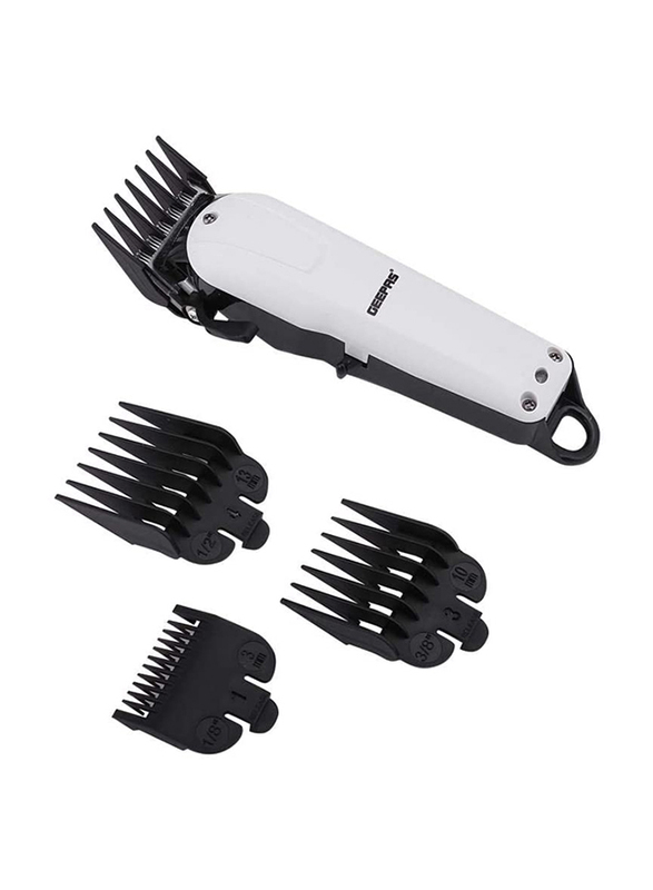 Geepas Professional Rechargeable Hair Clipper, White/Black