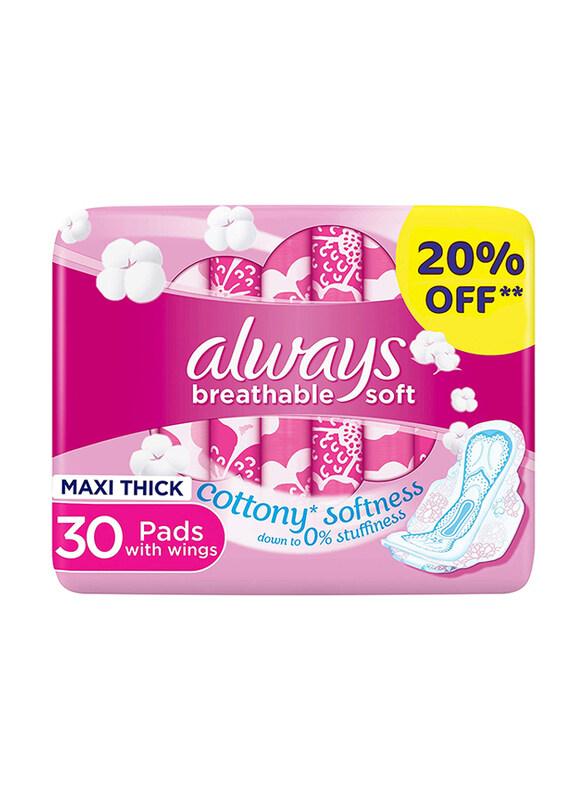 

Always Breathable Soft Sanitary Pads, 30 Pads