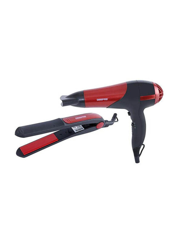 

Geepass Hair Dryer & Ceramic Coating Hair Straightener Set, GHF86036, 2 Pieces, Red/Black