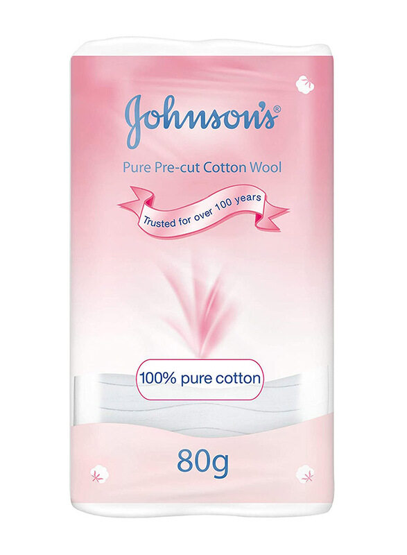 

Johnson's Pure Pre-Cut Cotton Wool, 80 Pieces