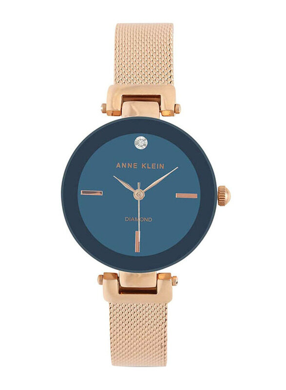 

Anne Klein Analog Watch for Women, with Metal Band, AK2472NMRG, Rose Gold/Blue