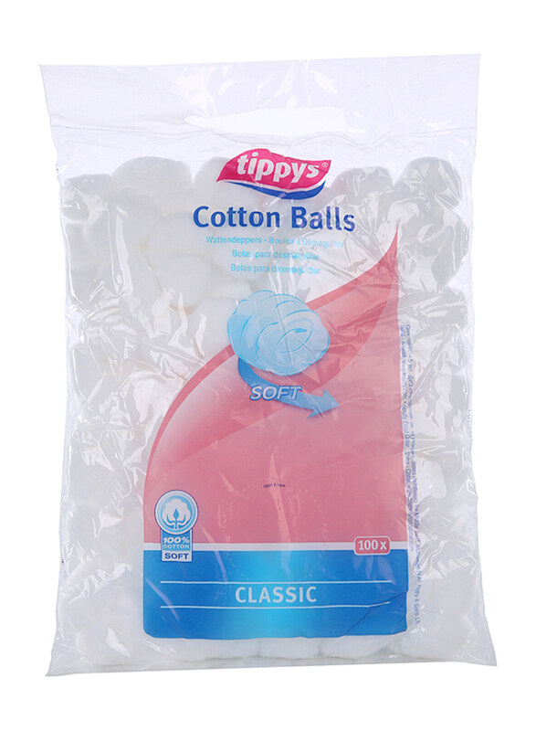 

Tippys Classic Soft White Cotton Balls, 100 Pieces