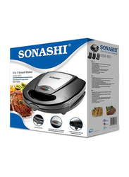 Sonashi 3 In 1 Multi-Snacks Maker, 1400W, SSM-861, Black