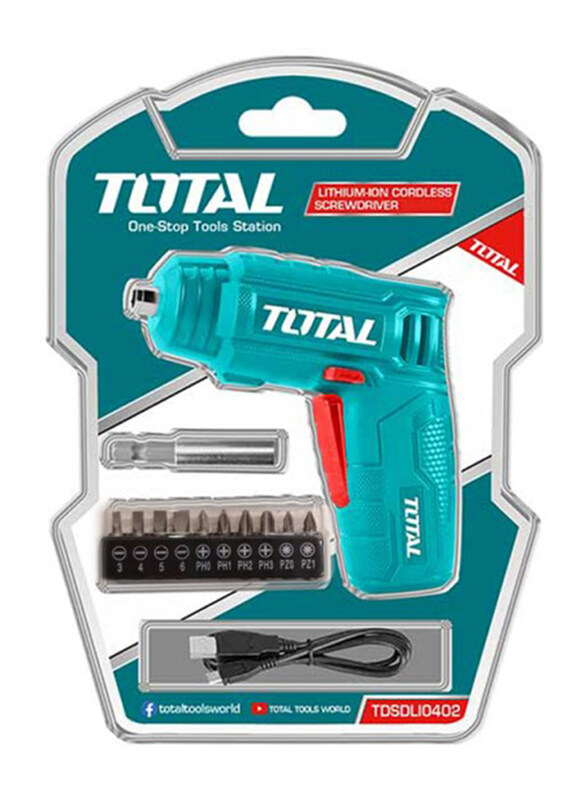 

Total Li-on Cordless Screwdriver, TSDLI0402, Teal