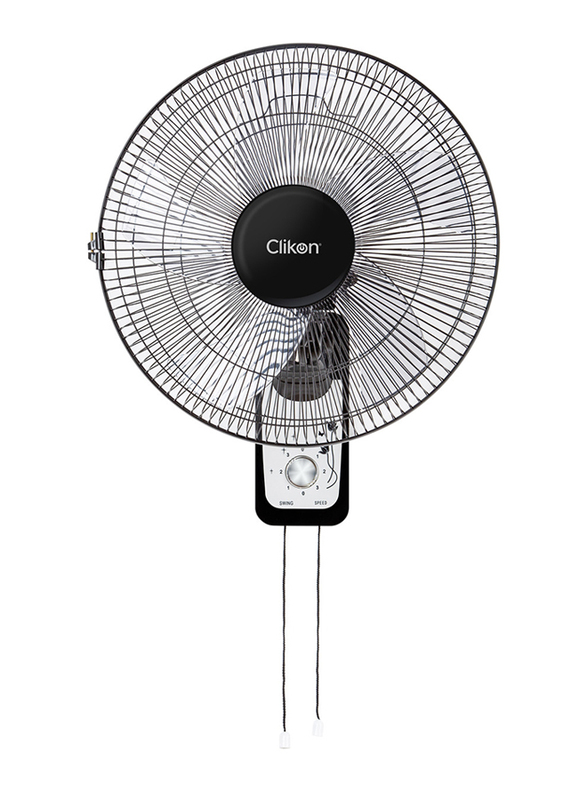 Clikon Wall Fan with Remote, 45W, 16-inch, Black