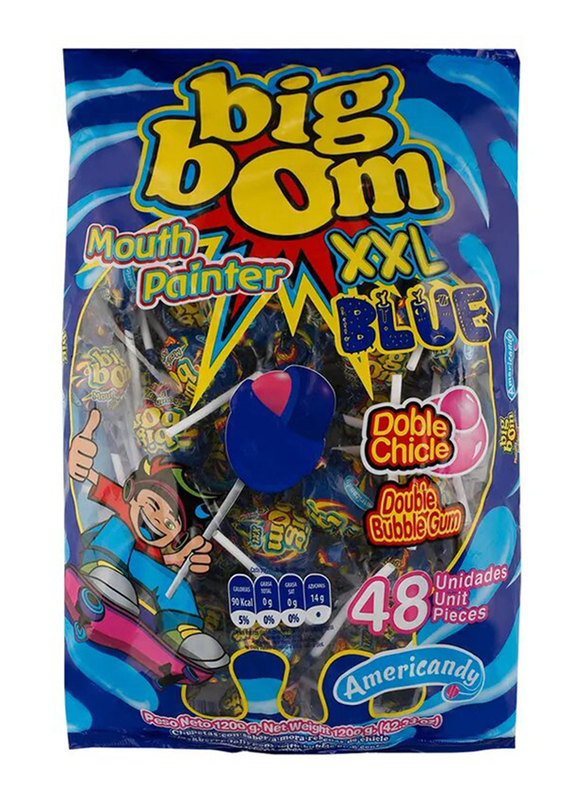 

Americandy Big Bom Xxl Mouth Painter Blue Lollipops, 48 x 25g