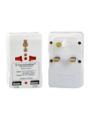 Terminator 13 Amp Plug Multi Adaptor With 2 USB, White