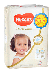 Huggies Extra Care Diapers, Size 4 Plus, 10-16 kg, Jumbo Pack, 64 Count