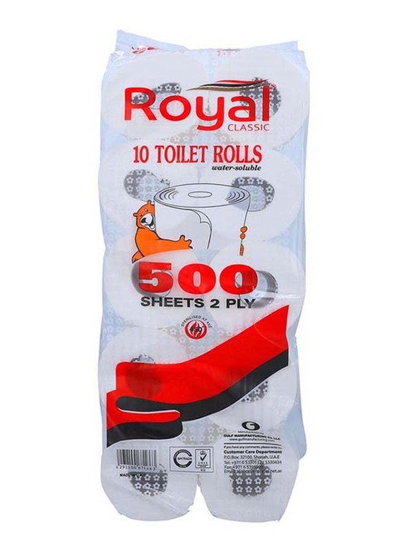 Royal Classic Toilet Roll, 10 Rolls x 500 Sheets