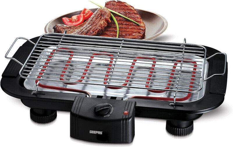 

Geepas GBG877, Electric Barbecue Grill ,Table Grill, Auto,Thermostat Control with Overheat Protection , Space Saving, Detachable Heating Element