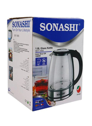 Sonashi 1.8L Glass Kettle Auto Shut Off, 1500W, SKT-1809, Clear