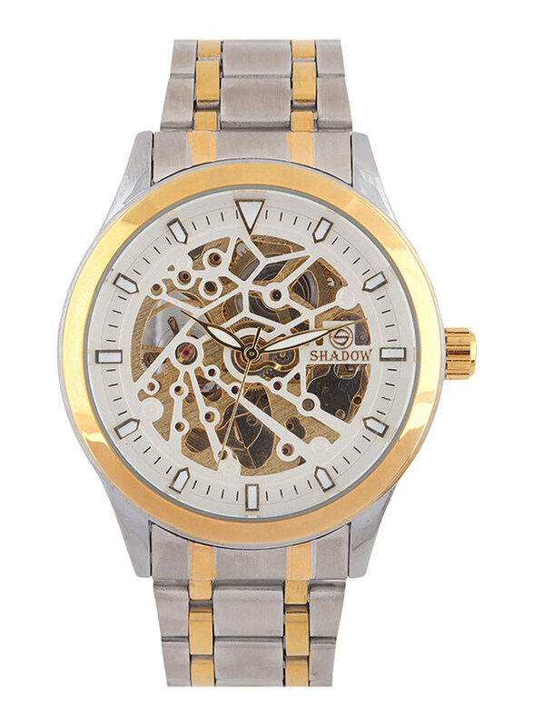 

Shadow Anlog Watch for Men with Metal Band, Silver/Gold-White