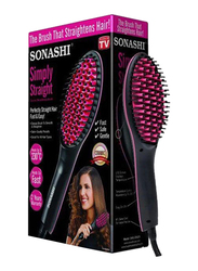 Sonashi Simply Straight Ceramic Brush Hair Straightener, Black/Pink