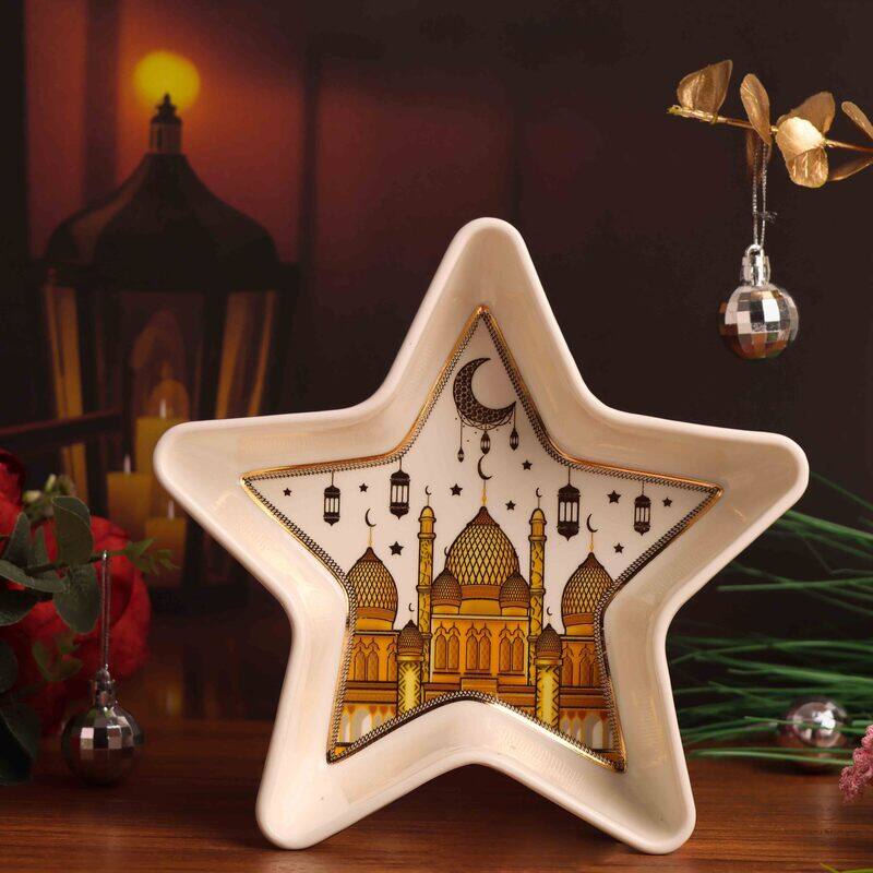 

Generic Tableware Ceramic Ramadan Star Shape Bowl, SD-41803, Multicolour