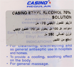 Casino Ethyl Alcohol 70% Solution Antiseptic Disinfectant, 250ml