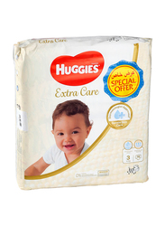 Huggies Extra Care Diapers, Size 3, 4-9 kg, Jumbo Pack, 76 Count