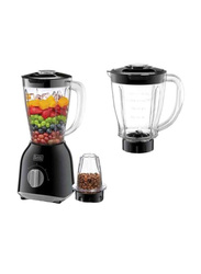 Black+Decker 1L Blender with 2 Blender Jars & Grinder Mill, 400W, BX365PR-B5, Black