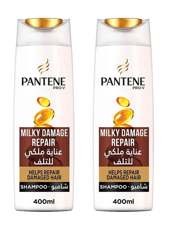 Pantene Milky Damage Repair Shampoo, 2 Pieces, 400ml