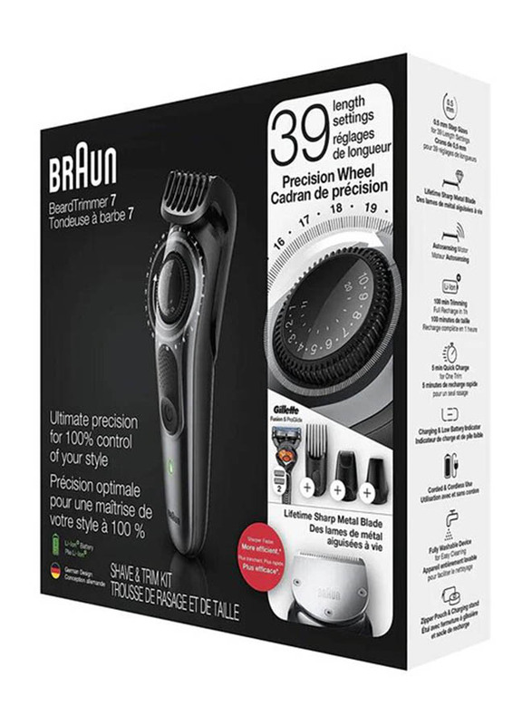 Braun Cordless & Rechargeable Multi Grooming Trimmer, BT 7240, Black/Grey