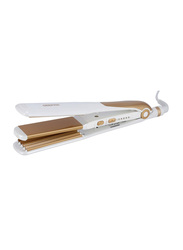 Geepas 2-in-1 Hair Straightener, White/Gold