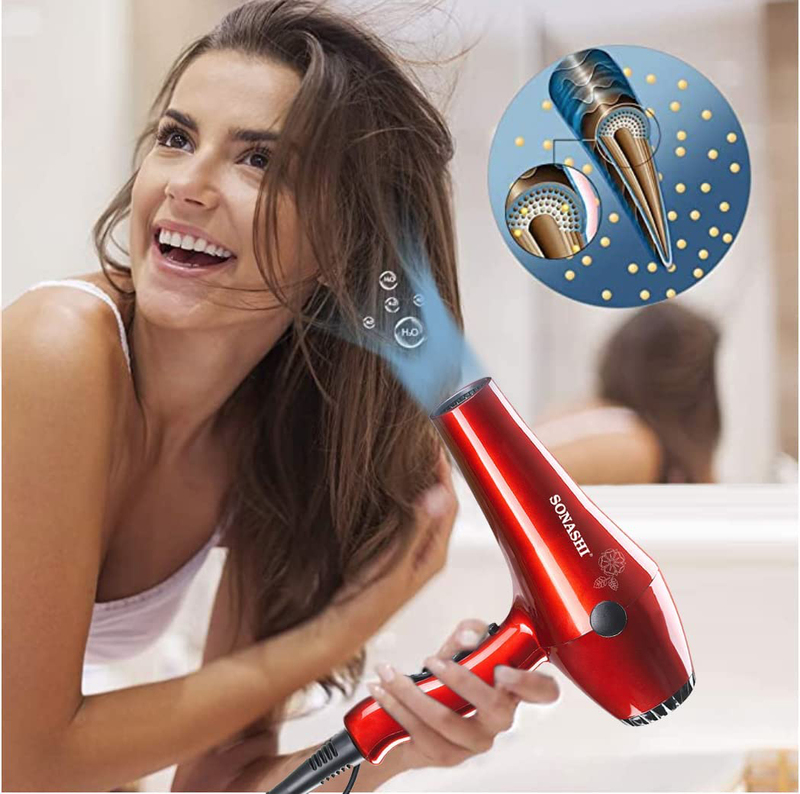 Sonashi Cold & Hot Wind Hair Dryer, SHD3032, Shine Red