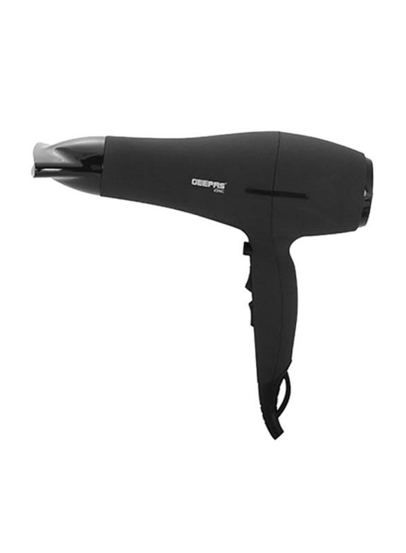 Geepas Pro Style Ionic Hair Dryer with Coolshot, 3 Heat Setting and 2 Speed, 2200W, GHD86019, Black