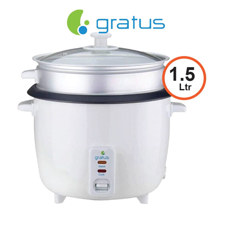 Gratus  GRC15500GBC,  2 In 1 Electric Rice Cooker, Cook and keep warm, 1.5 L capacity