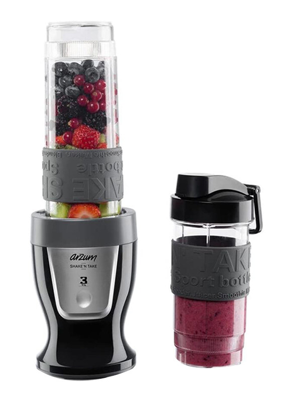 Arzum 0.5L Shake'N Take Personal Blender, 300W, AR1032, Black/Grey