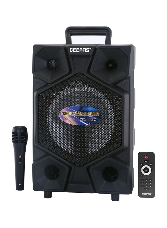 

Geepas GMS8575 Portable & Rechargeable Professional Speaker with Remote Control & Mic, 25000W, Black