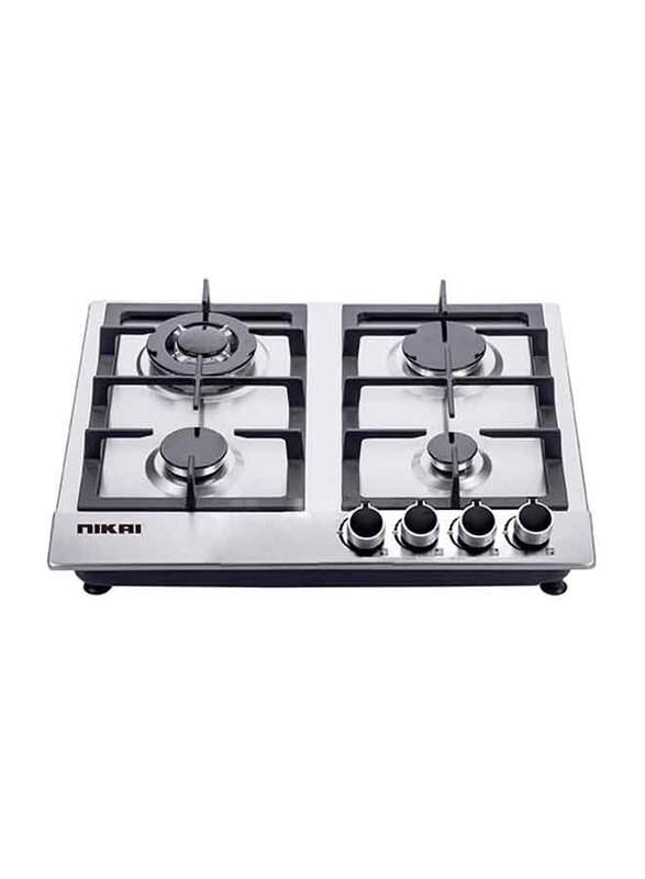 

Nikai 60X60 4-Burner Gas Hob, NGH3005N, Silver/Black